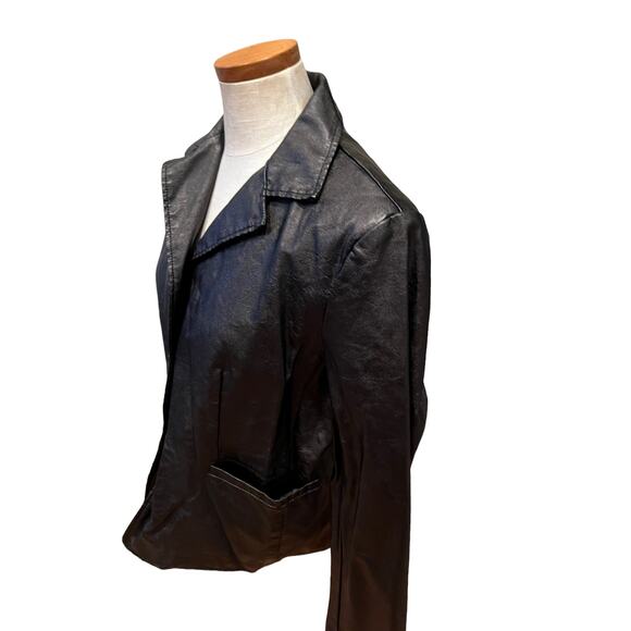 Bagatelle Collection Faux Leather Blazer Jacket Black L - Picture 4 of 8
